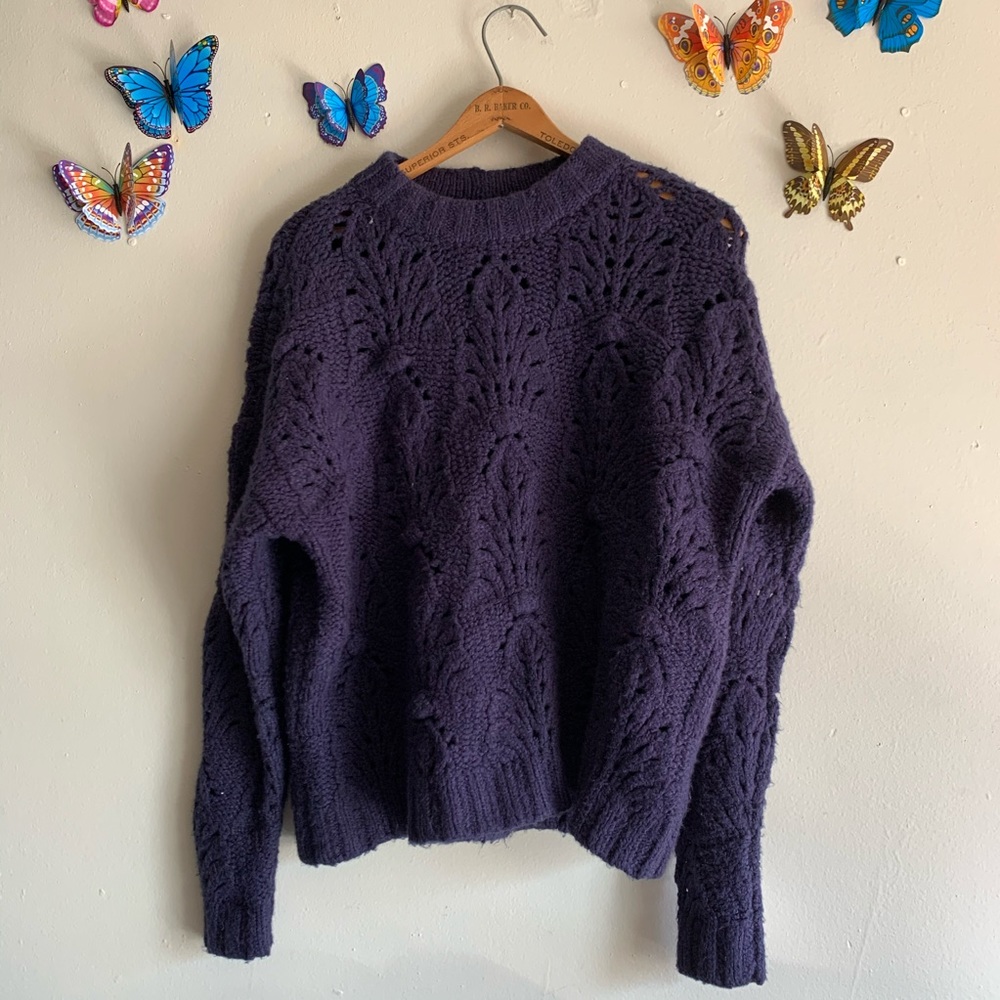 American Eagle Knit Blue Purple Oversized XXS Boyf - Picture 5 of 6